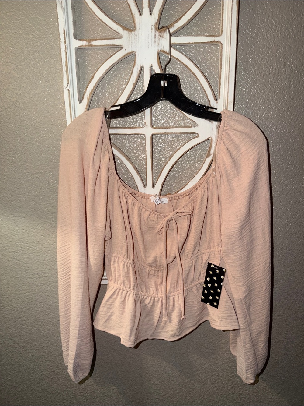 Women's Peasant Blouse - Light Blush Pink